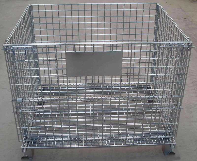 Welded Wire Mesh Collapsible Storage Cage with Wheels for Logistics