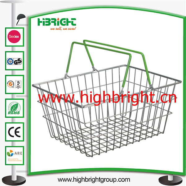 Golden Steel Wire Shopping Basket for Hypermarket