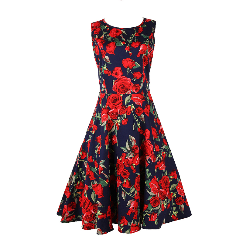 Vintage Inspired Bridesmaid Clothing Beautiful Prom Swing MIDI Floral Dress for Woman