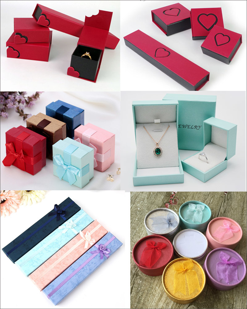 Blue Paper Jewelry Packing Box Fashion PU Jewelry Box