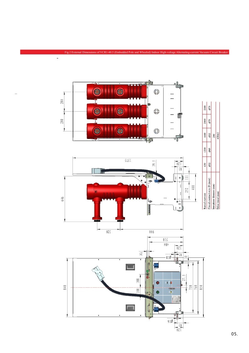 35kv Vacuum Circuit Breaker for Indoor High Voltage with Trolley Patent Ce (VCR1-40.5)