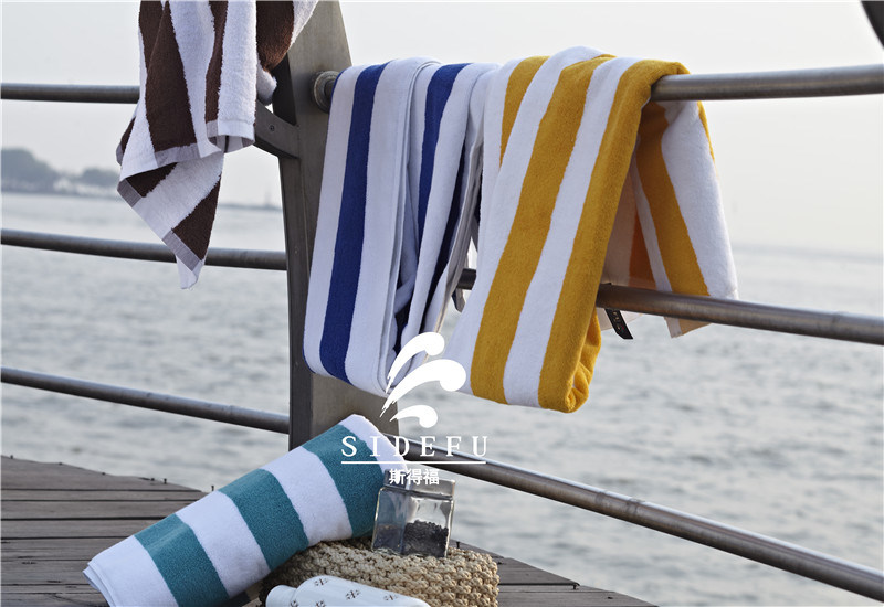 Wholesale Hotel 100 Cotton Yarn Dyed Stripe Swimming Beach Towel