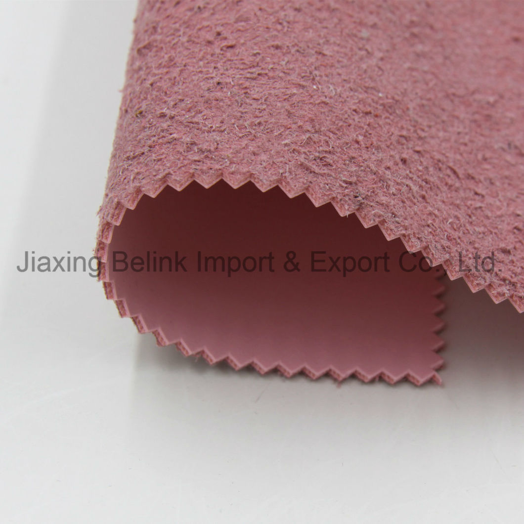 Leather Flocked PVC Leather for Shoes and Bags, Bonded Leather