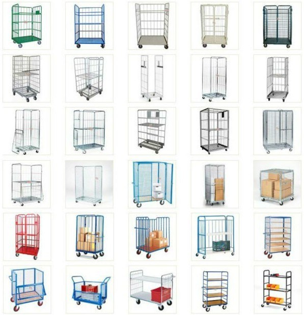 Four Sided Nestable Security Folding Trolly Roll Cage