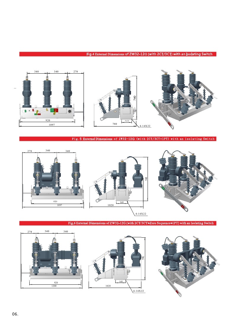 Zw32-12kv Hv Vacuum Circuit Breaker with Controller /CT/Zct/Disconnector