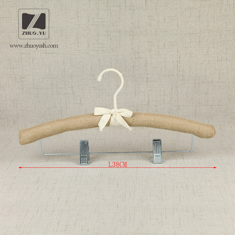 Linen / Satin Padded Coat Hanger with Metal Clips / Clothing Hangers
