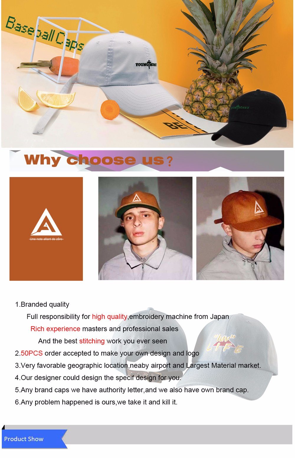 Guangzhou Hats Factory Custom Cotton 3D Embroidery Wholesale Sport Baseball Cap