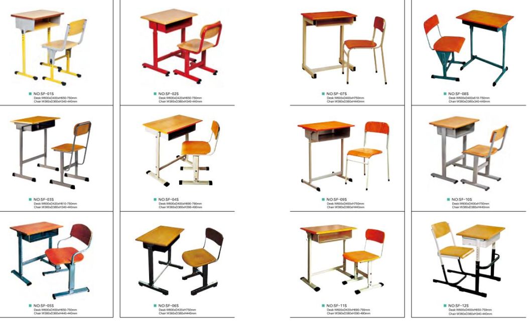 Simple Style Wooden Single School Desk and Chair Classroom Furniture (SF-08S)