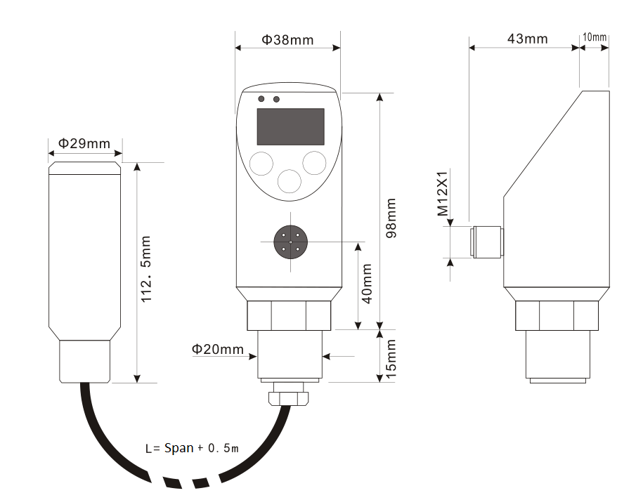 IP65/IP68 Stainless Steel 4-20mA/Modbus Electronic Level Switch, NPN/PNP Switching Output