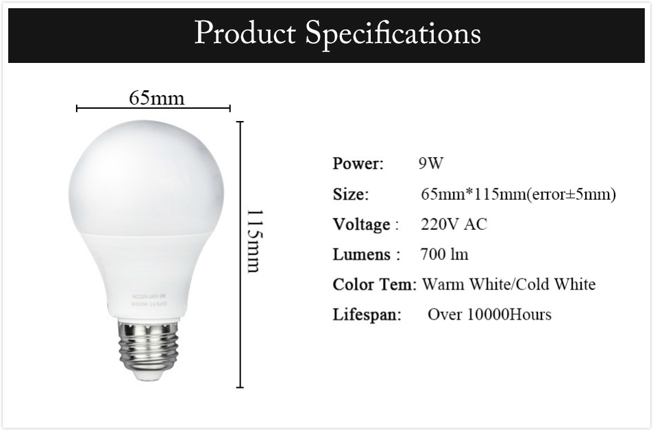 9W Daily Life LED Bulb Spotlight LED Light Bulb for Home