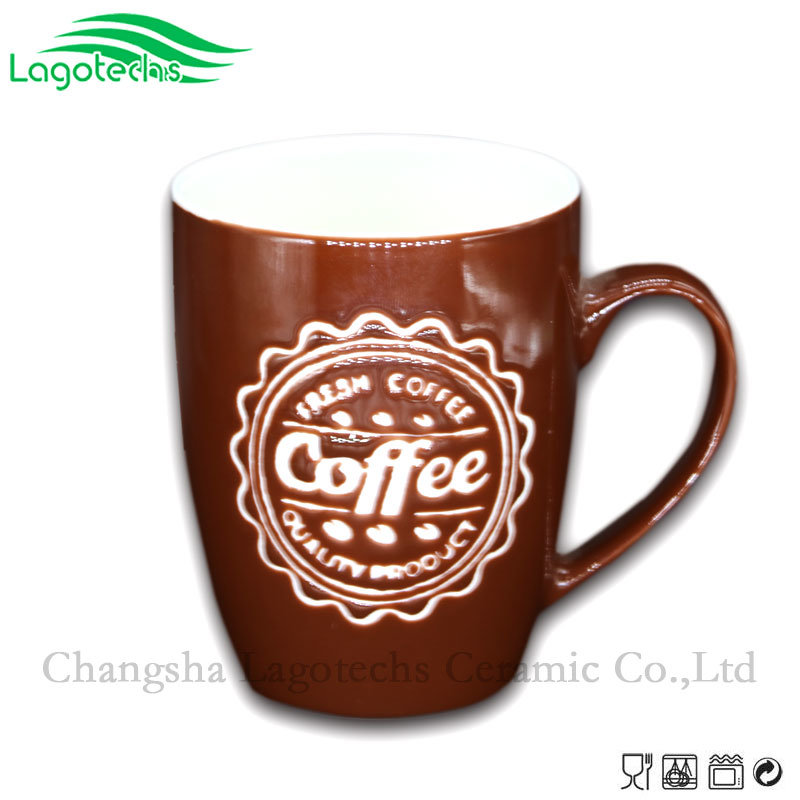 Embossed Ceramic Mug with Creative Design