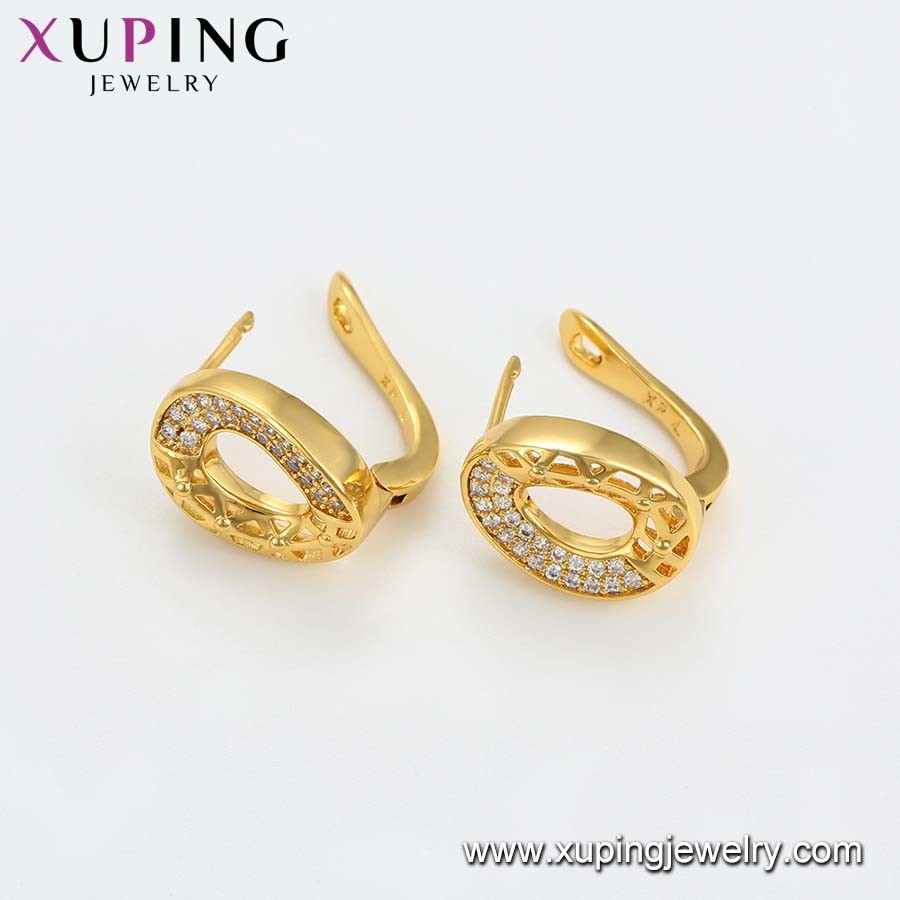 Fashion Fancy CZ Diamond Rose Gold Color Imitation Jewelry Earring Hoop