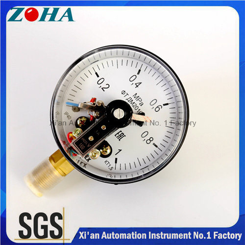 Economic Type Magnetic Electric Contact Manometers Steel Case Brass Connector