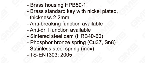 En 1303 High Security Mortise Euro Profile Standard Door Lock Cylinder/ Door Lock/ Brass Cylinder (GMB-CY-33)