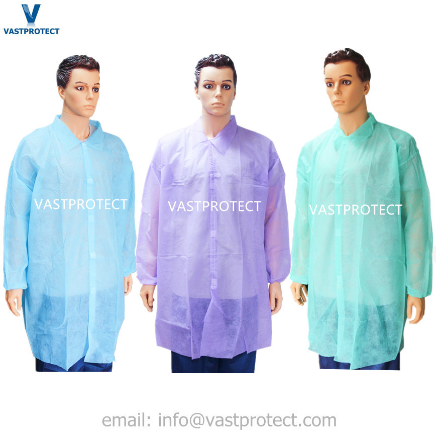 White Blue Green Purple Pink Red Orange Disposable Lab Coat