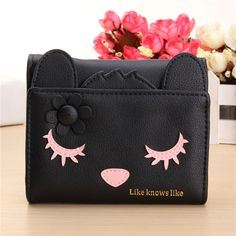 Women Cute Cat Short Card Holder Coin Wallet Bags (BDMC030)