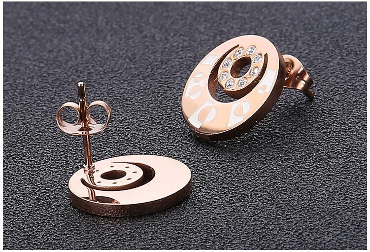 Elegant Jewelry Fashion Women Stainless Steel Diamond Stud Earrings