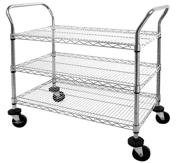 Carbon Steel Wire Mesh Industrial Heavy Duty Trolley Hand Push Cart for Sale