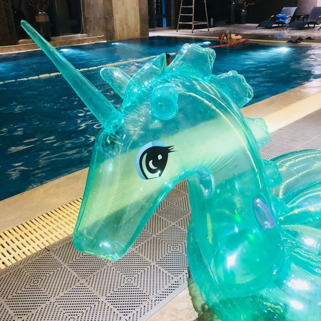 Inflatable Crystal Green Unicorn Float with Glitter