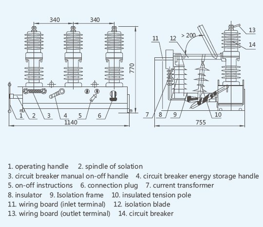 Zw32-12 Type Outdoor High Voltage Vacuum Circuit Breaker