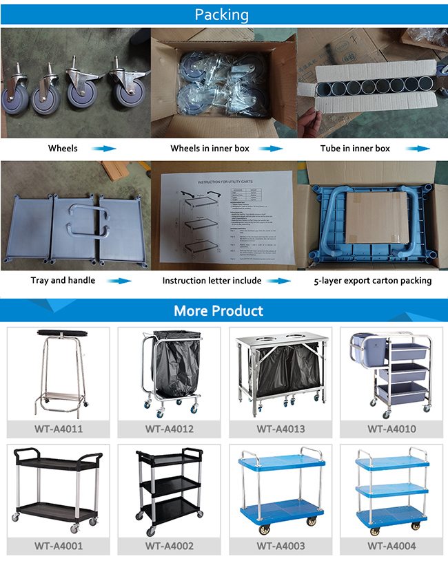 Plastic Heavy Duty Platform Utility Trolley with 4 Wheels