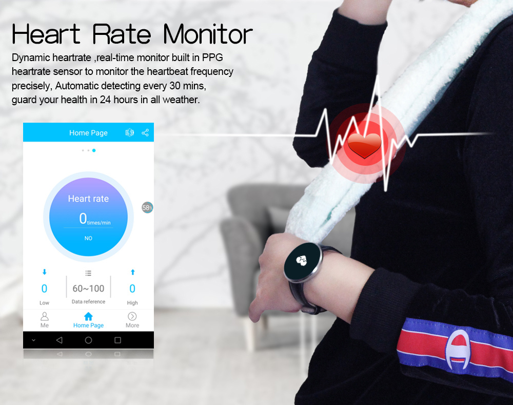 Smart Heart Rate Monitoring Bracelet and Heart Rate Blood Pressure Blood Oxygen Sleep CF006 Monitoring Waterproof Anti-Lost Steps Calculating Call Reminding