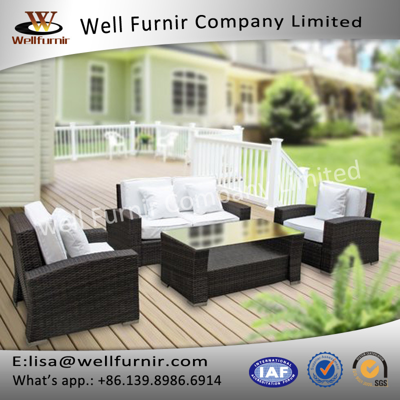 2018 Well Furnir Outdoor Furniture Rattan 4 Piece Outdoor Patio Sofa Set (WF-17043)