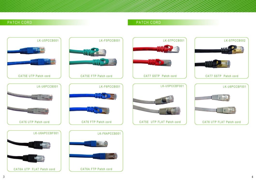 Cat5e CAT6 CAT6A FTP/UTP Copper Jumper Wire, Network Patch Cord