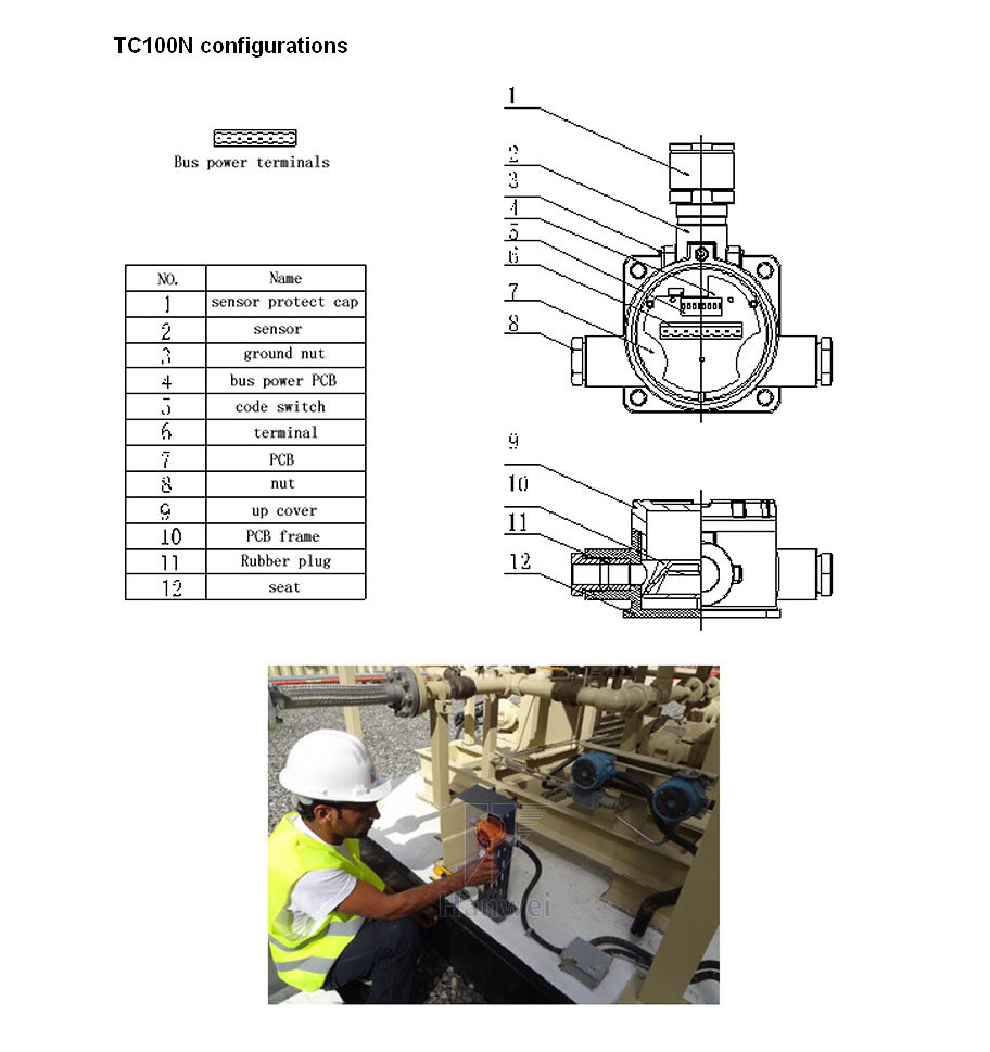 Atex Certified Industrial Fixed Gas Detector for Potentially Explosive Environment (TC100N)