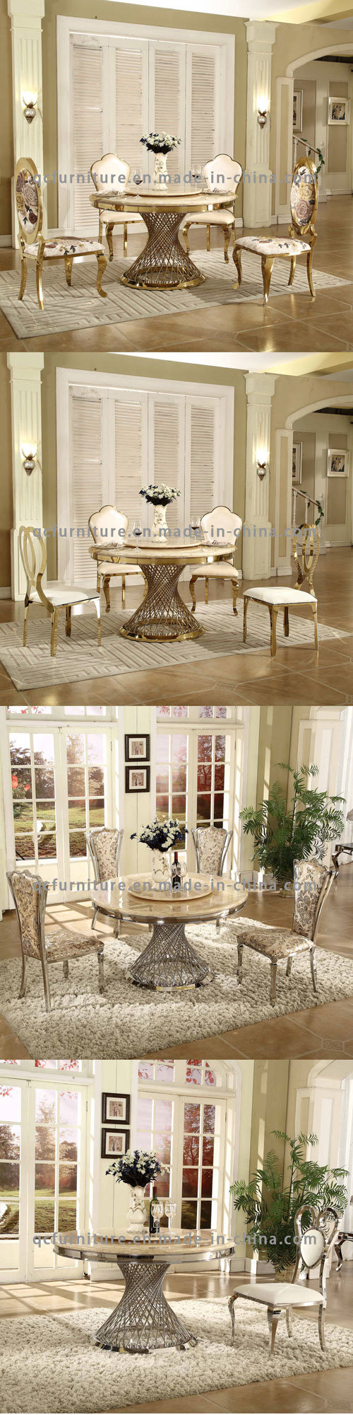 Luxury Rose Gold Painting Stainless Steel Dining Table