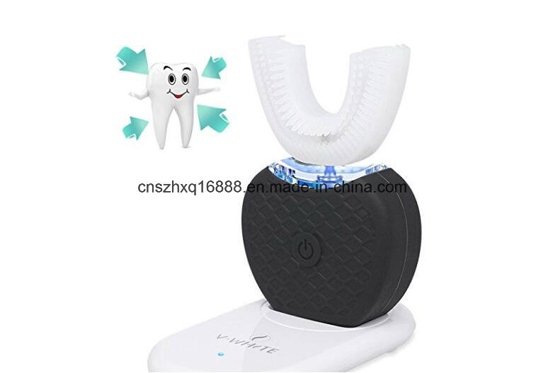 Electric Toothbrush V-White Cold Light Automatic Hands Free Whitening 360 Â° Ultra Sonic Toothbrush U Type Heads with 4 Optional Modes