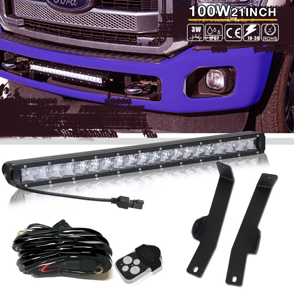 21 Inch 100W Single Row Offroad LED Light Bar with Bumper Mounting Brackets for 2006 2007 2008 Ford F150