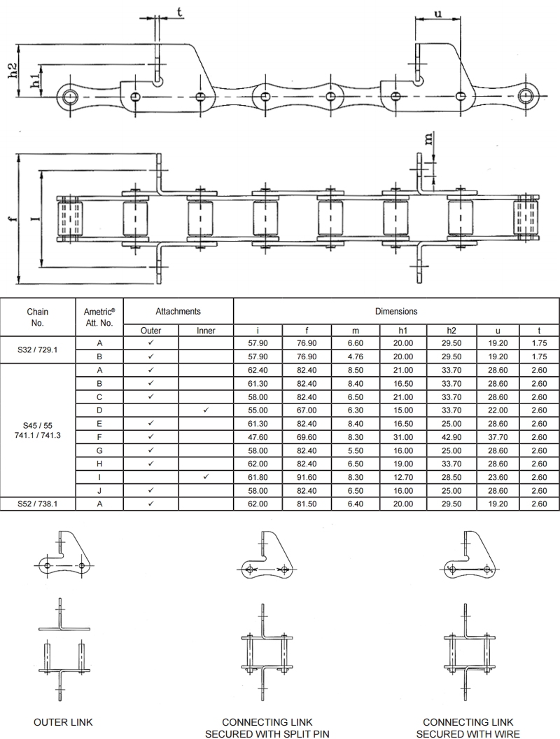 Agriculture Chains with Elevator Attachment for European Standard