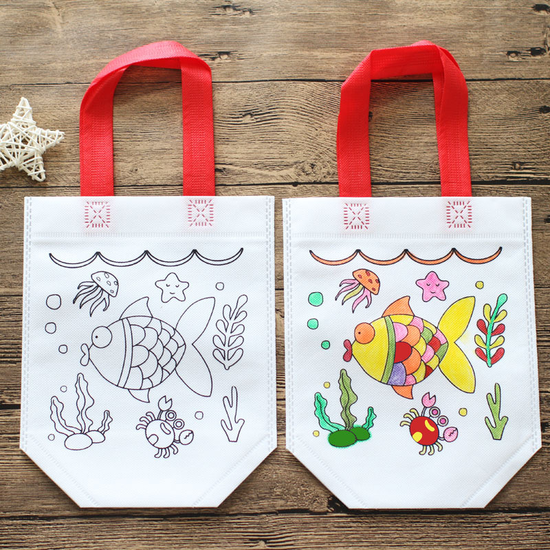 Custom Wholesale Non Woven Kids Drawing DIY Painting Hand Bag