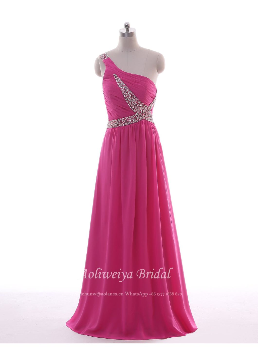 Aoliweiya Beading Straps Evening Bridesmaid Dress