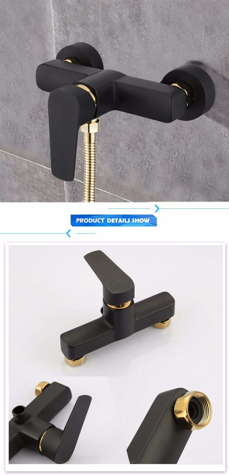 Gold Plated Top Selling Wall Mounted Bath Shower Mixer Taps Hot and Cold Black Faucets