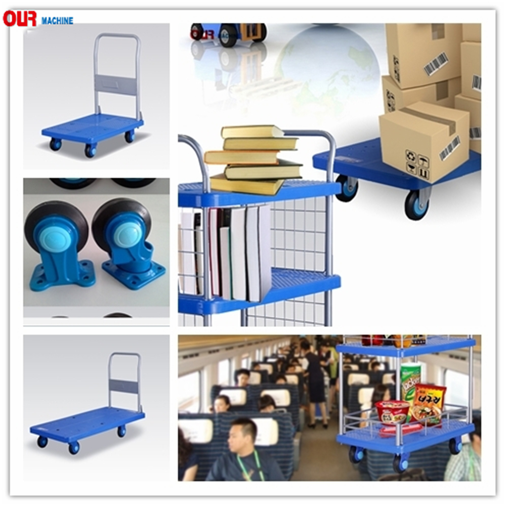 150-400kg Capacity Foldable Plastic Platform Hand Truck Warehouse Trolley Cart