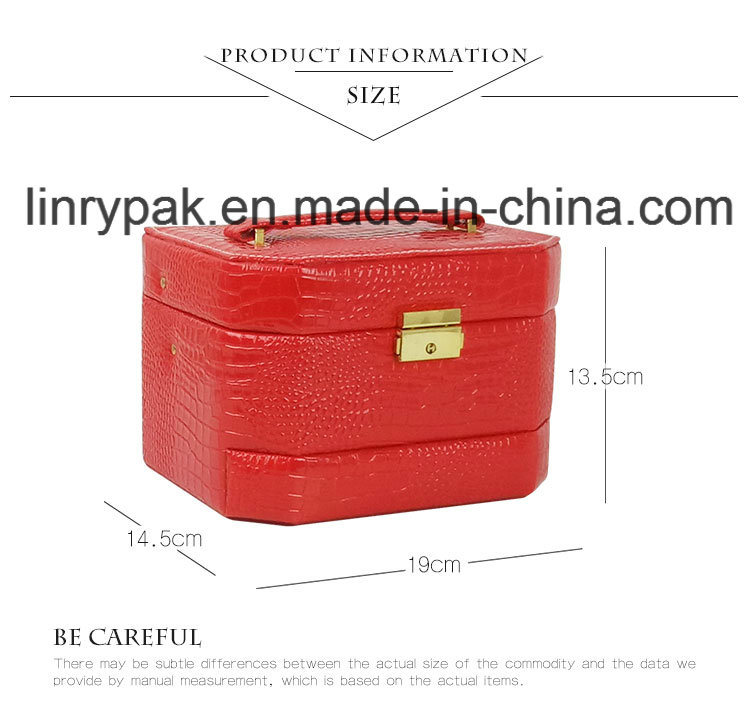 Red New Style Elegant PU Leather Beauty Cosmetic Case for Lady Storage