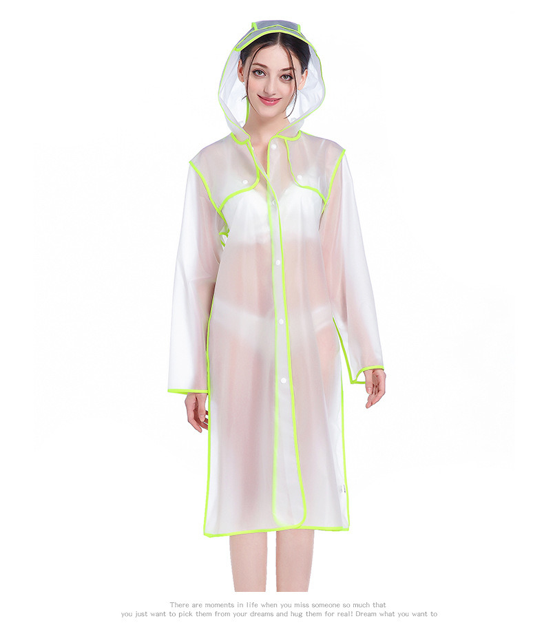 2018 Women Packable Lightweight Transparent EVA Rain Jacket Poncho Raincoat