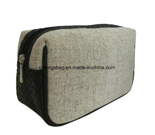 Jute&Matt PU Combination Men's Travel Makeup Bag Beige/Black Colour