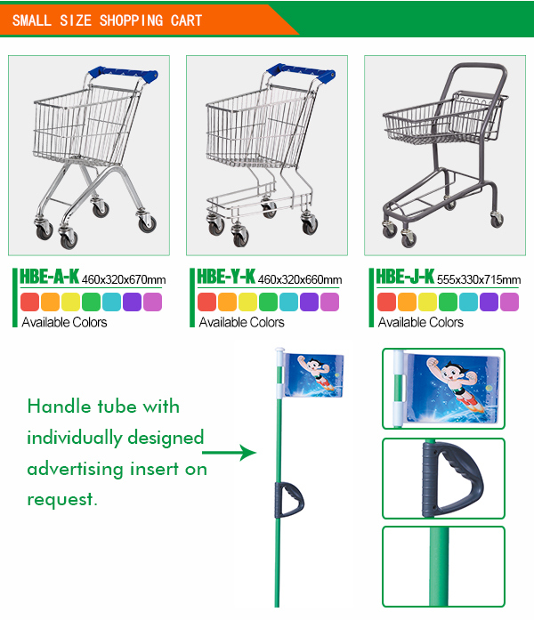 Store Colorful Kids Metal Shopping Trolley with Flag