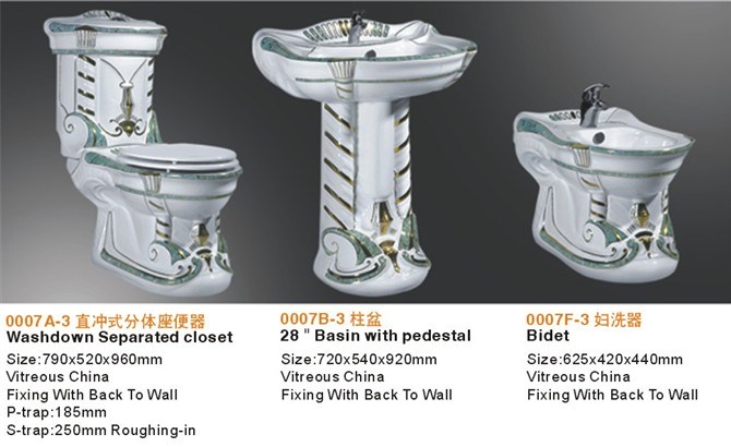 Luxury Design Ceramic Sanitaryware Bathroom Suite for Toilet Pedestal Basin