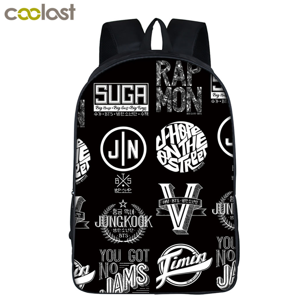 Hot Fashion Bag Bts Canvas Backpack Children Student Bag