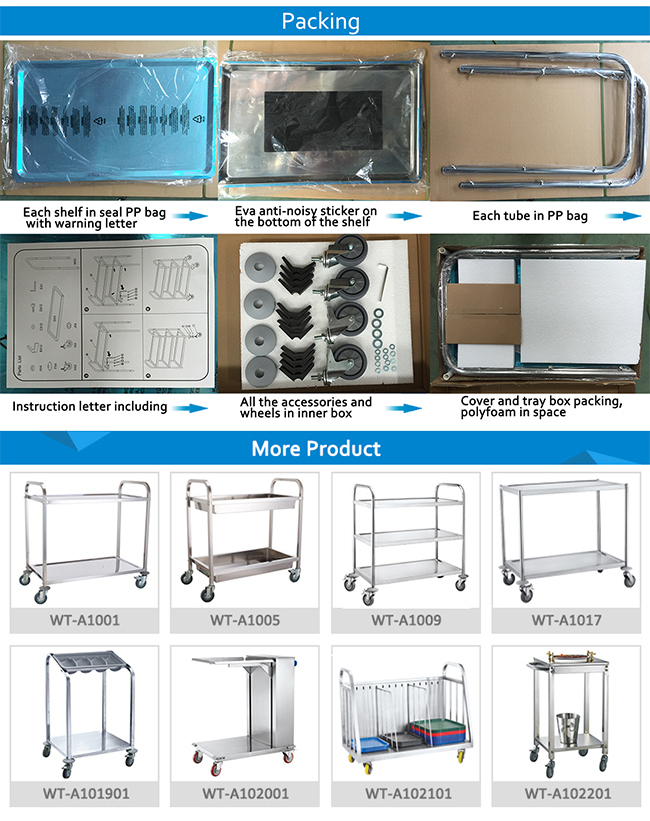 Kitchen Using Stainless Steel Hand Trolley Cart with Garbage Bag