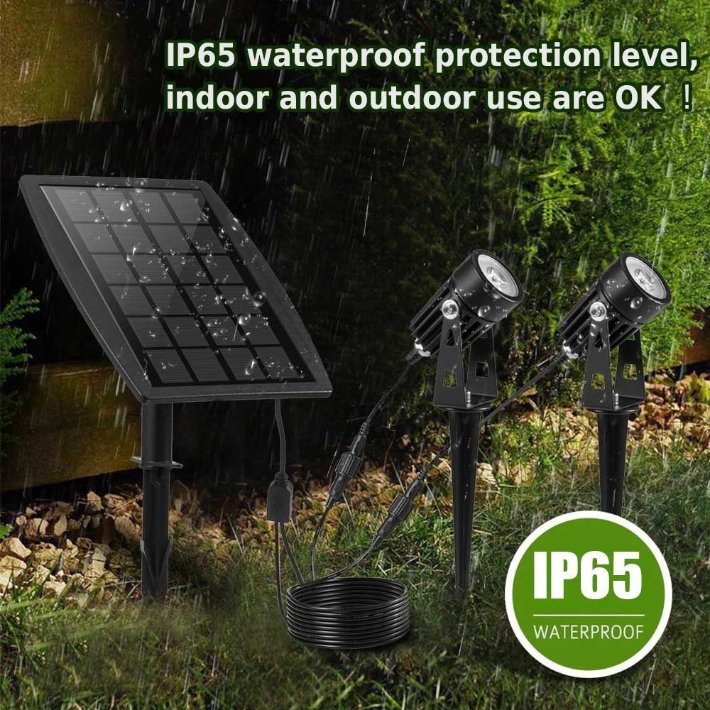IP65 Waterproof LED Outdoor Garden Solar Spotlights with 2 Warm White