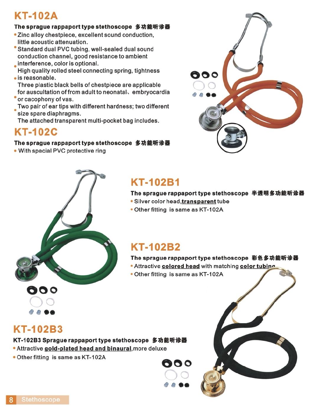 Sprague Rapport Twin Tube Stethoscope - Plain Colors