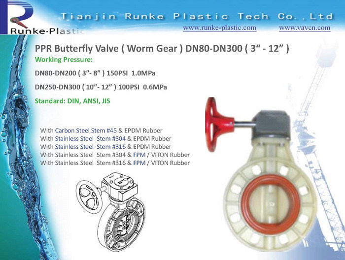 High Quality PPR Butterfly Valve DIN ANSI JIS Standard