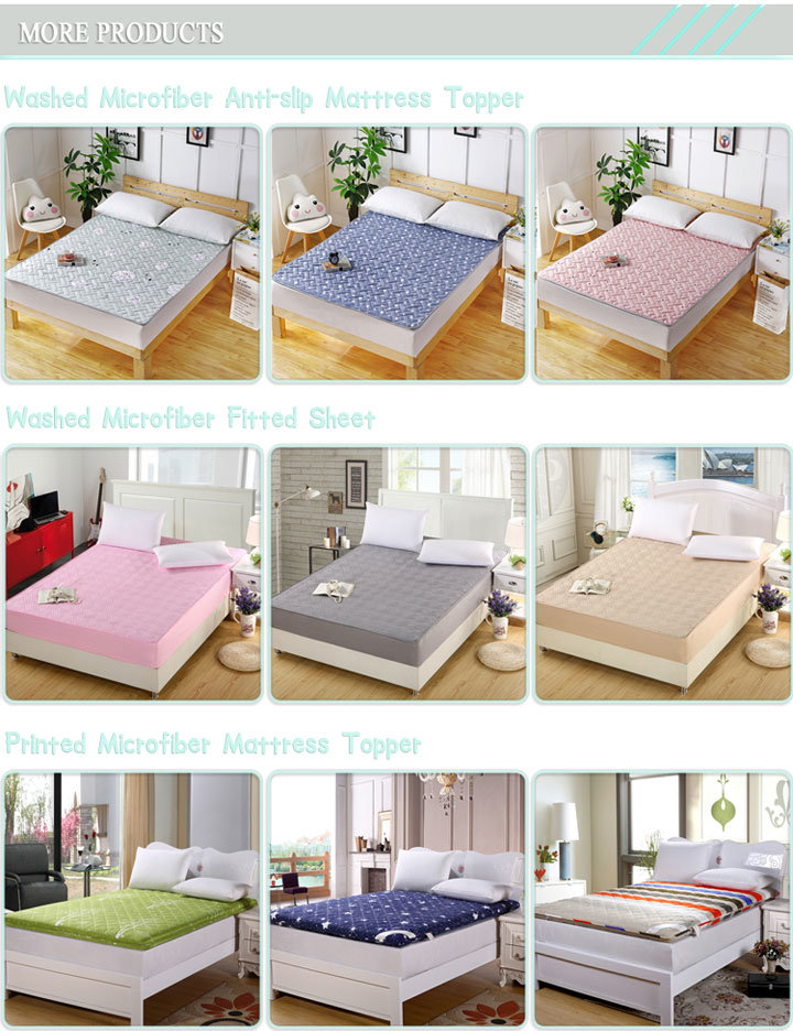 Thick Washable Microfiber Hypoallergenic Polyester Microfiber Mattress Topper