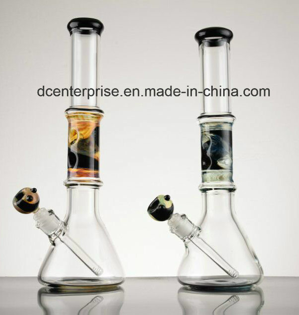 Glass Water Pipe 15.7inch, 7mm Eight -Diagram Beaker Smoking Pipe