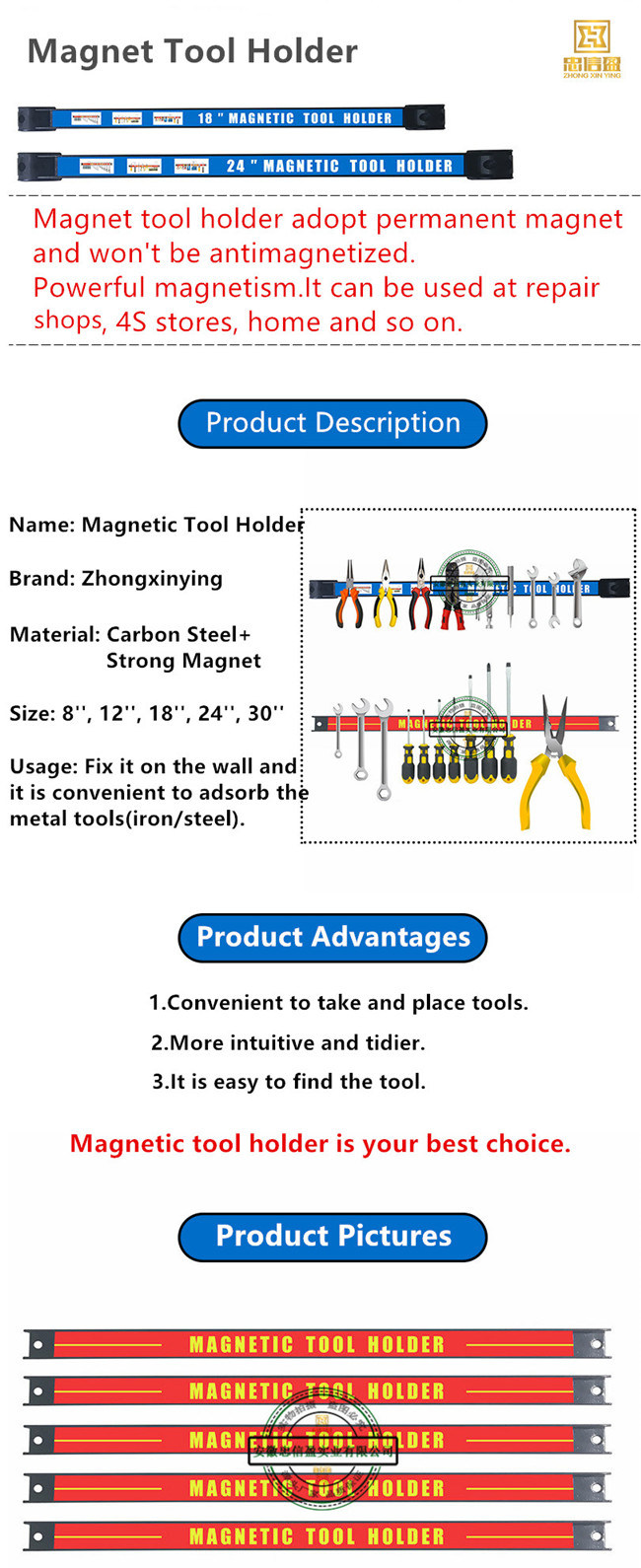 Magnetic Tools Holder with Neodymium Iron Boron Magnet